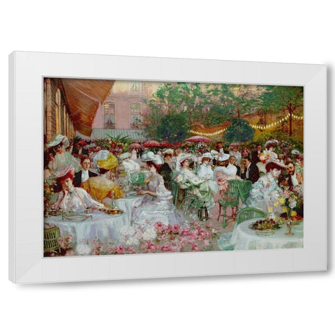 Le Diner A LHotel Ritz White Modern Wood Framed Art Print by Jeanniot, Pierre-Georges