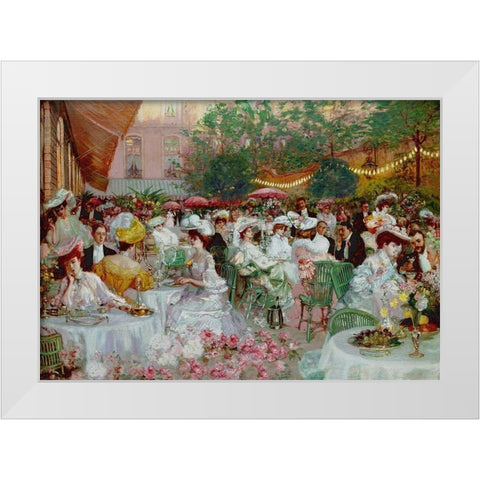 Le Diner A LHotel Ritz White Modern Wood Framed Art Print by Jeanniot, Pierre-Georges