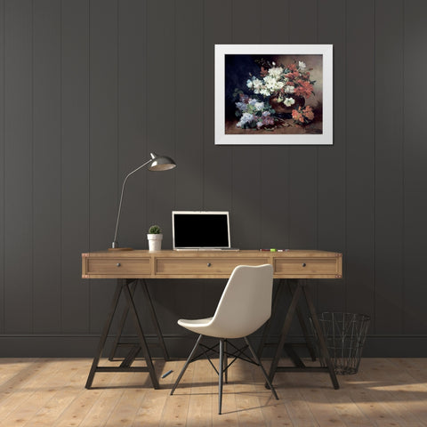 Still Life With Lilac White Modern Wood Framed Art Print by Cauchois, Eugene Henri
