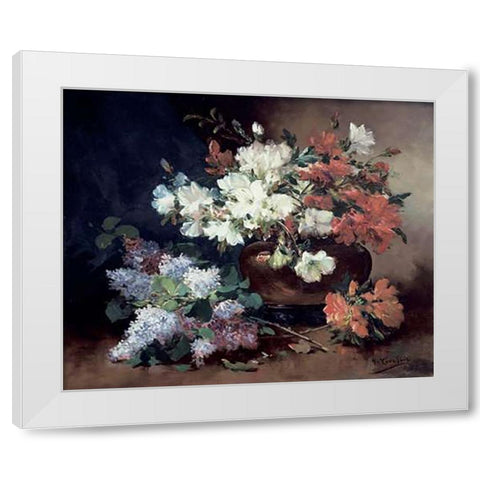 Still Life With Lilac White Modern Wood Framed Art Print by Cauchois, Eugene Henri
