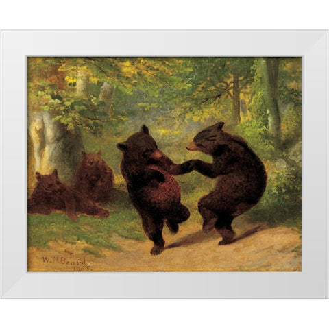 Dancing Bears White Modern Wood Framed Art Print by Beard, William H.