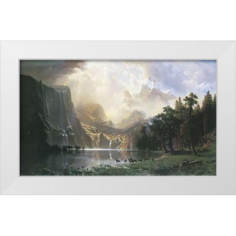 Sierra Nevada In California White Modern Wood Framed Art Print by Bierstadt, Albert