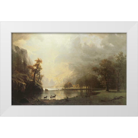 Sierra Nevada Morning White Modern Wood Framed Art Print by Bierstadt