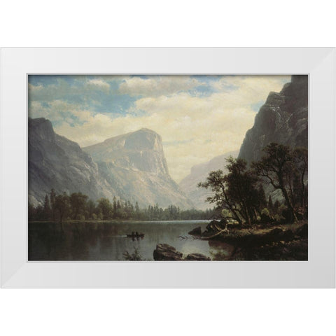 Mirror Lake White Modern Wood Framed Art Print by Bierstadt, Albert