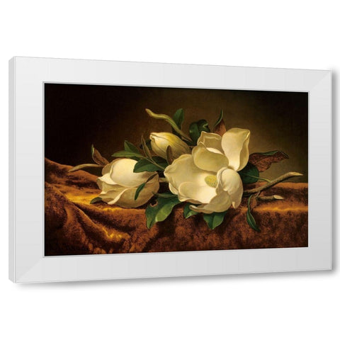 Magnolia On Gold Velvet Cloth White Modern Wood Framed Art Print by Heade, Martin Johnson