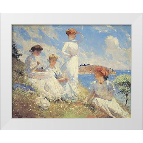 Summer White Modern Wood Framed Art Print by Benson, Frank Weston