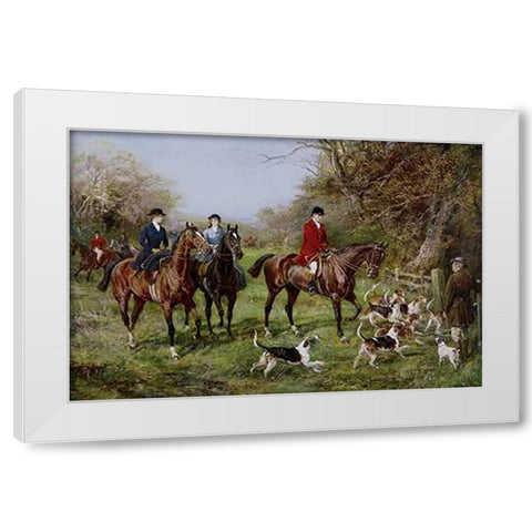 Going To Cover (Man With Red Jacket) White Modern Wood Framed Art Print by Hardy, Heywood