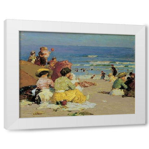 A Family Outing White Modern Wood Framed Art Print by Potthast, Edward Henry