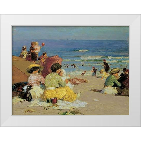 A Family Outing White Modern Wood Framed Art Print by Potthast, Edward Henry