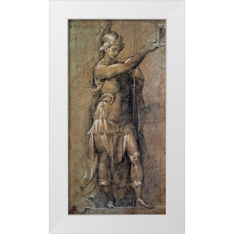 Roman God Mars White Modern Wood Framed Art Print by Crespi
