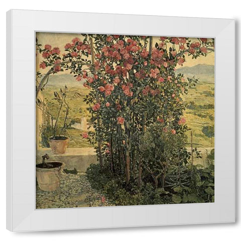 Street in Seville, Set Design, 1908 White Modern Wood Framed Art Print by Golovin, Alexander