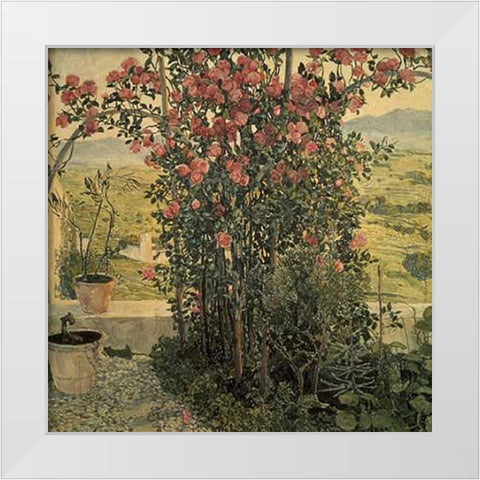 Street in Seville, Set Design, 1908 White Modern Wood Framed Art Print by Golovin, Alexander