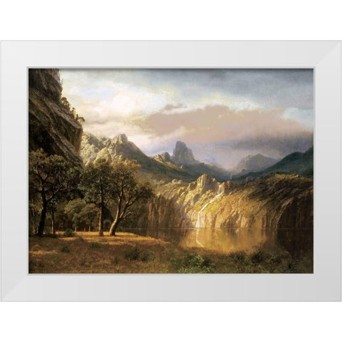 In The Valley White Modern Wood Framed Art Print by Bierstadt, Albert