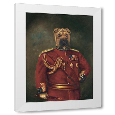 Major-General Woof White Modern Wood Framed Art Print by Massy,