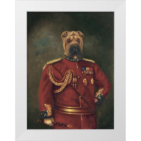 Major-General Woof White Modern Wood Framed Art Print by Massy,