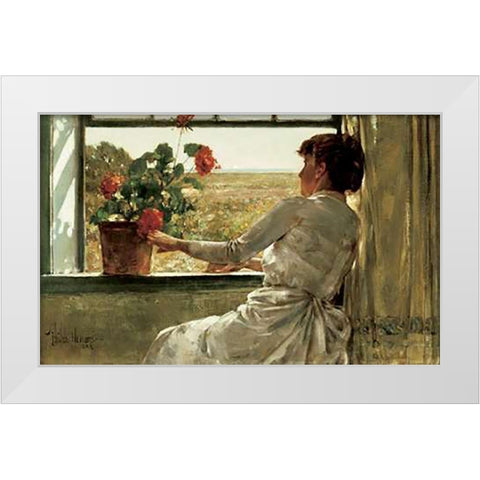 Summer Evening White Modern Wood Framed Art Print by Hassam, Childe