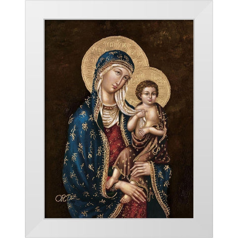 Madonna and Child White Modern Wood Framed Art Print by Ortiz
