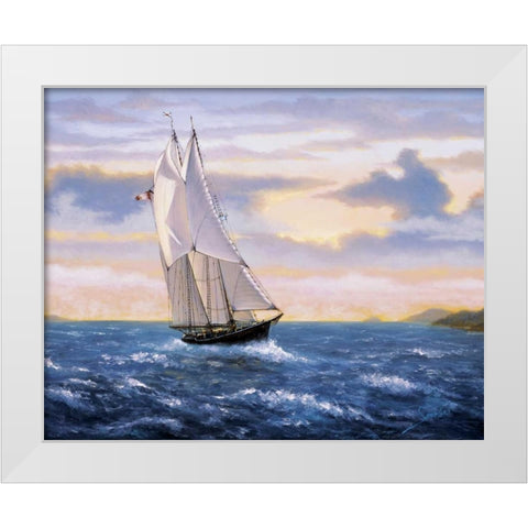 East Wind Sails White Modern Wood Framed Art Print by Sambataro