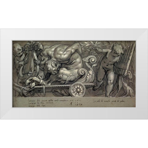 Dionysus and Putti White Modern Wood Framed Art Print by Farinati, Paolo