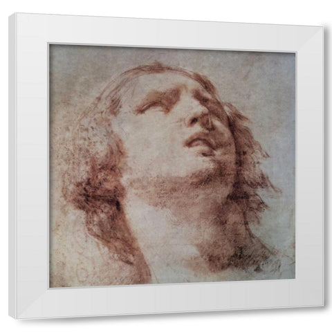 Study of a Head Looking Up White Modern Wood Framed Art Print by Berrettini, Pietro