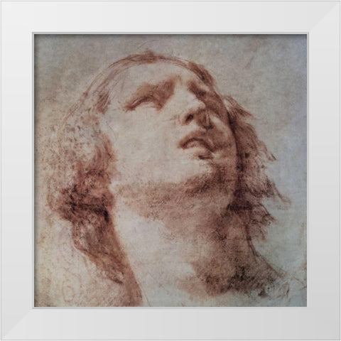 Study of a Head Looking Up White Modern Wood Framed Art Print by Berrettini, Pietro
