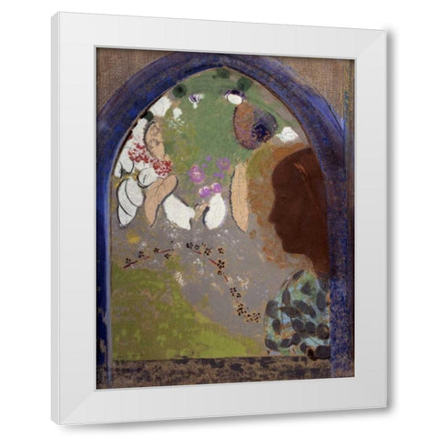 Womans Silhouette in a Window, 1912 White Modern Wood Framed Art Print by Redon, Odilon