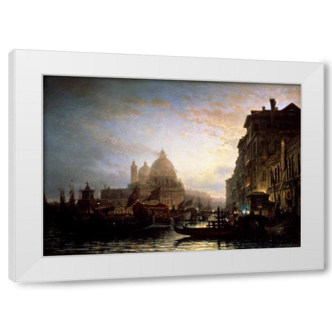 Venice at Night White Modern Wood Framed Art Print by Bogoljubov, Alexej