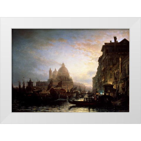 Venice at Night White Modern Wood Framed Art Print by Bogoljubov, Alexej
