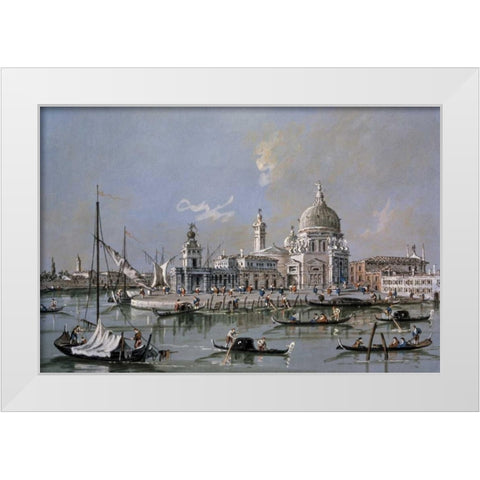 Dogana of Venice White Modern Wood Framed Art Print by Guardi