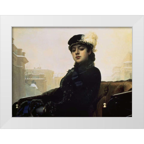 Portrait of an Unknown Woman White Modern Wood Framed Art Print by Kramskoj, Ivan