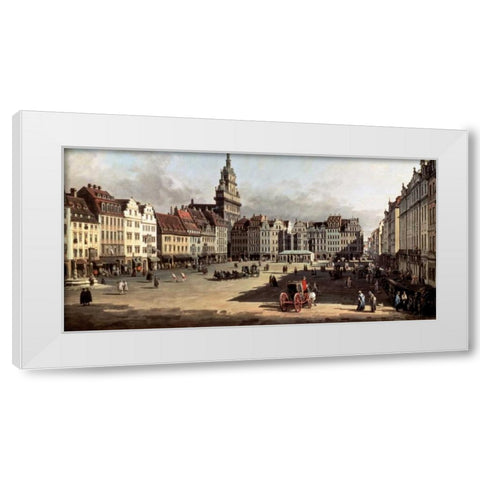 Dresden, the Old Market from Castle Street White Modern Wood Framed Art Print by Bellotto, Bernardo