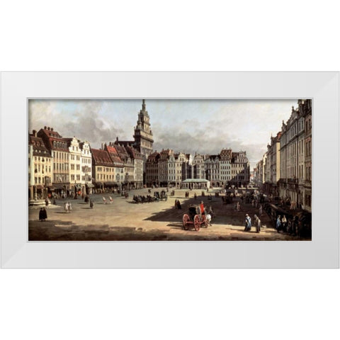Dresden, the Old Market from Castle Street White Modern Wood Framed Art Print by Bellotto, Bernardo