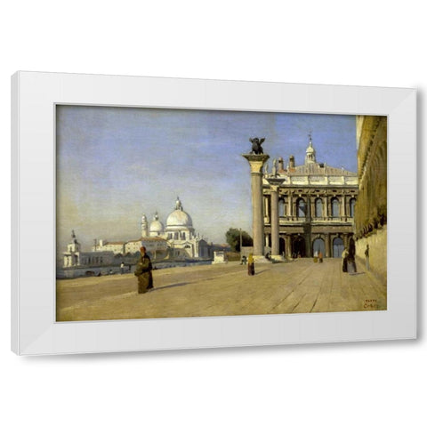Morning in Venice White Modern Wood Framed Art Print by Corot, Jean-Baptiste-Camille