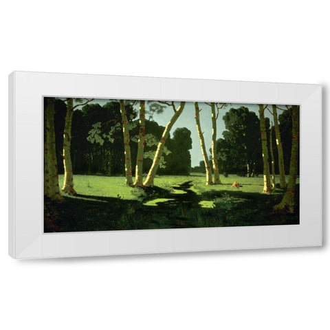 A Birch Grove, 1879 White Modern Wood Framed Art Print by Kuinji, Arkhip