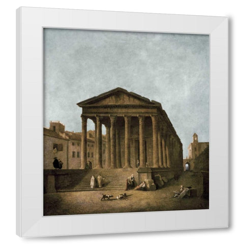 Temple of Augustus in Nimes, 1783 White Modern Wood Framed Art Print by Robert, Hubert