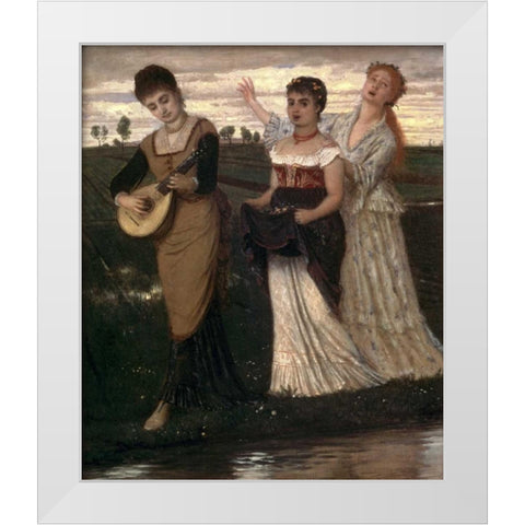 Music in the Fields White Modern Wood Framed Art Print by Bocklin, Arnold