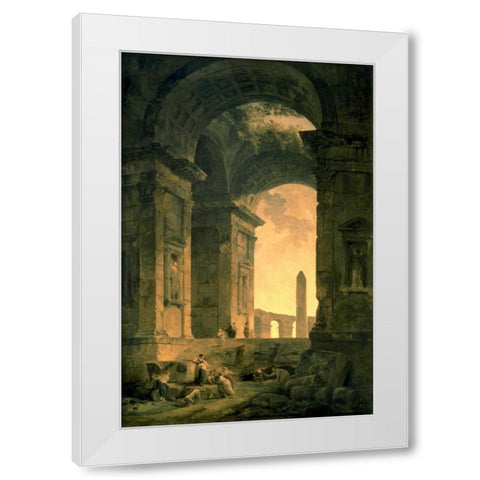 The Landscape with Obelisk White Modern Wood Framed Art Print by Robert, Hubert