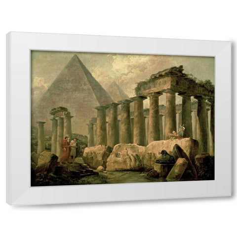 Pyramid and Temples White Modern Wood Framed Art Print by Robert, Hubert