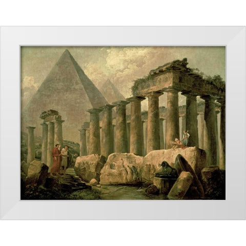 Pyramid and Temples White Modern Wood Framed Art Print by Robert, Hubert