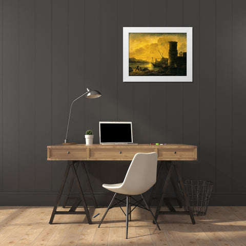 Bay at Sunset, 1549 White Modern Wood Framed Art Print by Rosa, Salvator