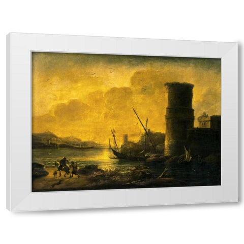 Bay at Sunset, 1549 White Modern Wood Framed Art Print by Rosa, Salvator