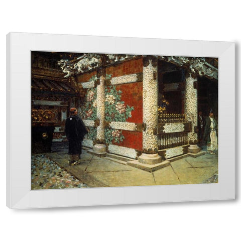 Shinto Temple in Nikko White Modern Wood Framed Art Print by Vereshchagin, Vasily