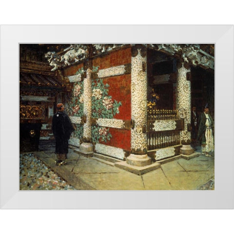 Shinto Temple in Nikko White Modern Wood Framed Art Print by Vereshchagin, Vasily