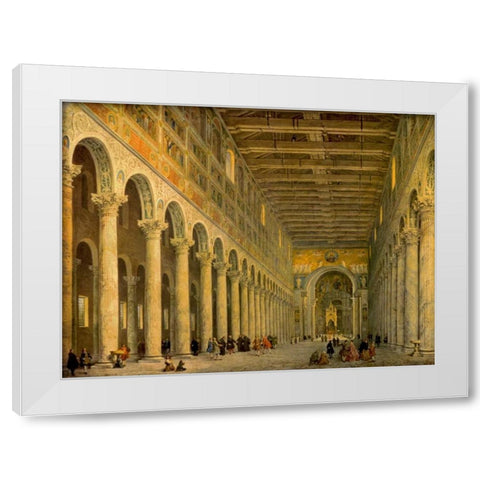 Interior of the Church of San Paolo Fuori Le Mura, White Modern Wood Framed Art Print by Pannini, Giovanni Paolo