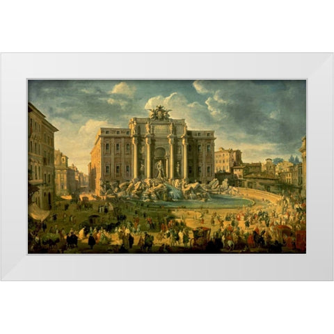 The Trevi Fountain in Rome White Modern Wood Framed Art Print by Pannini, Giovanni Paolo