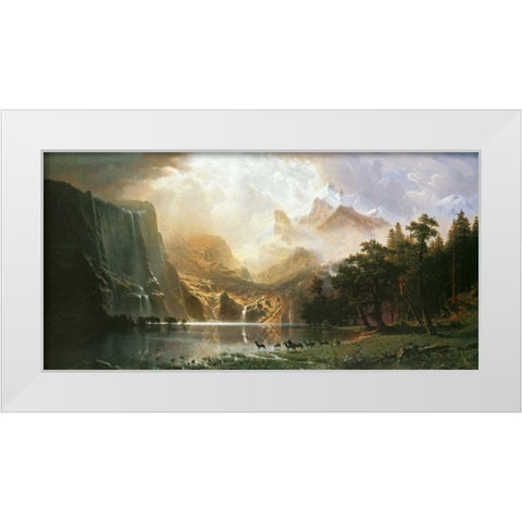 Sierra Nevada in California White Modern Wood Framed Art Print by Bierstadt, Albert