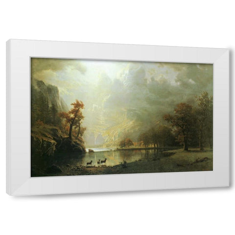 Sierra Nevada Morning White Modern Wood Framed Art Print by Bierstadt, Albert