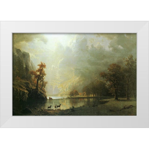 Sierra Nevada Morning White Modern Wood Framed Art Print by Bierstadt, Albert
