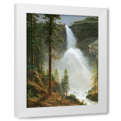 Nevada Falls White Modern Wood Framed Art Print by Bierstadt, Albert