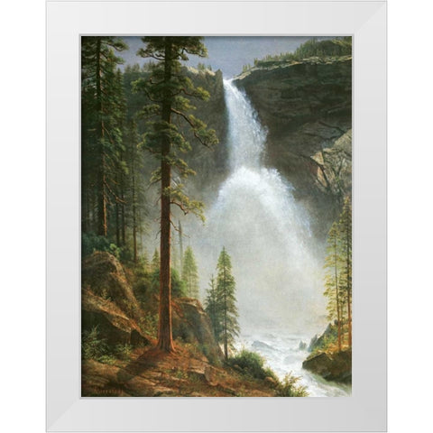 Nevada Falls White Modern Wood Framed Art Print by Bierstadt, Albert